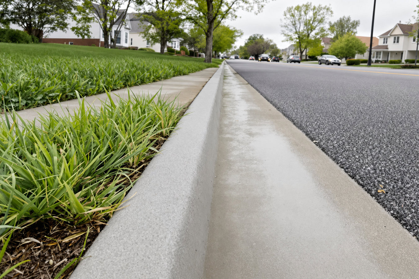 Concrete curbing and sidewalks